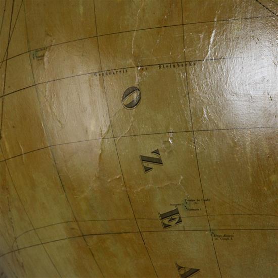 A huge late 19th century German terrestrial globe by Adolf Henze, diameter 42in. 72 in. (183 cm.) high